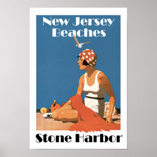 Póster New-jersey encalha o porto de pedra do ~