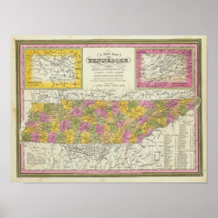Poster New Map Of Tennessee