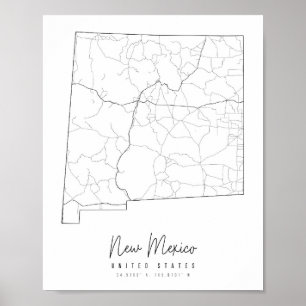 Poster New Mexico Minimal Street Map