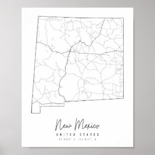 Poster New Mexico Minimal Street Map