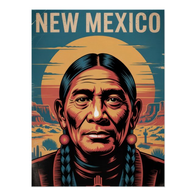 Póster New Mexico Native Symbol Desert Sunset (Frente)