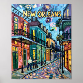 Poster New Orleans French Quarter Van Gogh Style Viagem