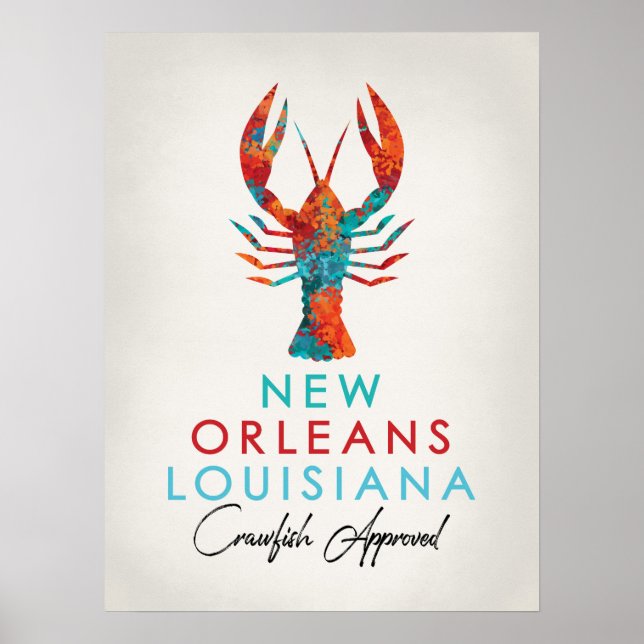 Poster New Orleans Louisiana Crawfish Bright (Frente)