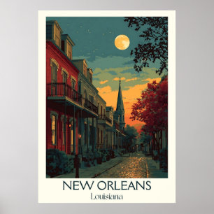 Poster New Orleans Louisiana Vintage Quarter Art Francês