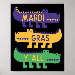 Poster New Orleans Mardi Gras Yall Festival Costume Kids