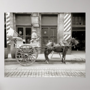 Póster New Orleans Milk Cart, 1910. Vintage Photo