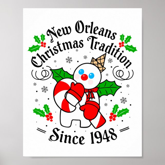 Poster New Orleans Mr Bingle Christmas Tradition Snowman  (Frente)