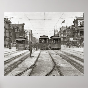 Póster New Orleans Streetcar, 1907. Vintage Photo