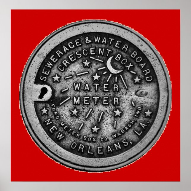 Póster New Orleans Water Meter Wall Art (Frente)