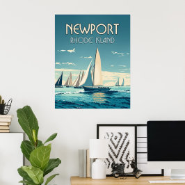 Poster New Port Rhode Island Yacht Race Vintage