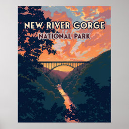 Poster New River Gorge National Park West Virginia Bridge