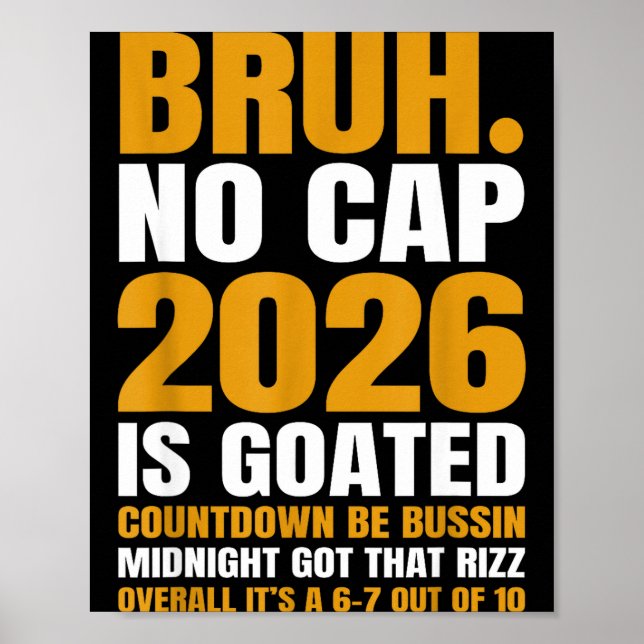 Poster New Year 2026 Bruh No Cap Countdown Bussin Funny R (Frente)