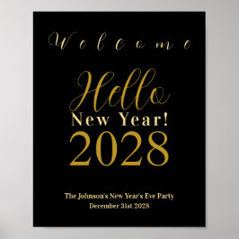 Poster New Year's Eve Party Black Gold Welcome