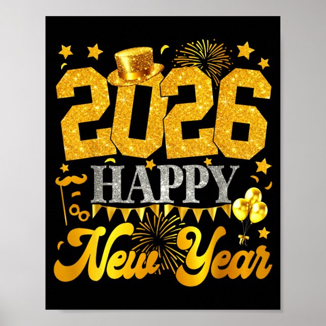Poster New Years Eve Party Supplies 2026 Happy New Year F (Frente)