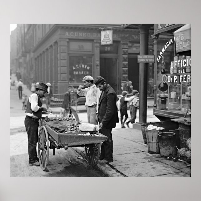 Póster New York Clam Seller na Mulberry Bend 1900 (Frente)