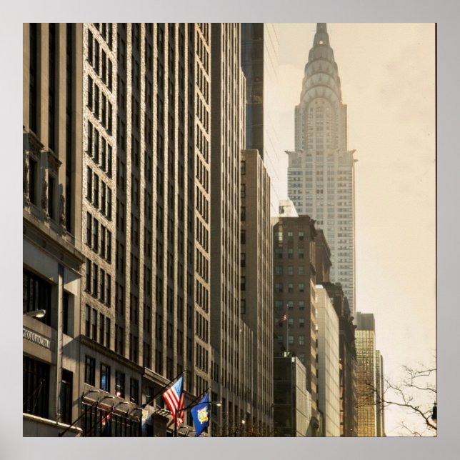 Póster New York, E 42 Rua e Chrysler Building (Frente)