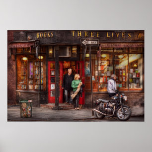 Póster New York - Greenwich Village - três livros das