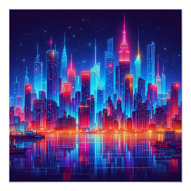 Póster New York Neon Lights (Frente)