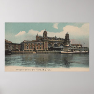Póster New York, NY - estação imigrante no Ellis Island
