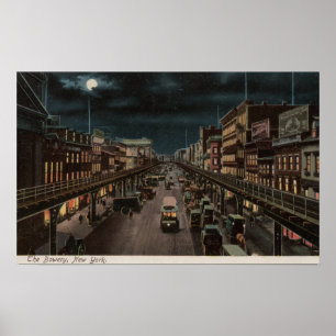 Poster New York, NY - o Bowery - cena da noite