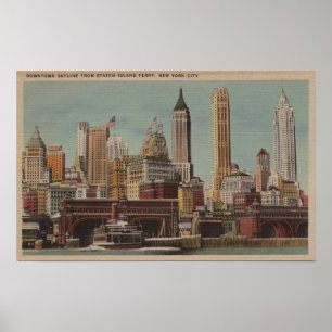 Poster New York, NY - skyline do centro de Staten