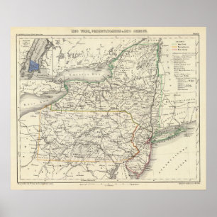 Póster New York, Pennyslvania, and New Jersey