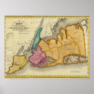 Póster New York, Queens, reis, condados de Richmond