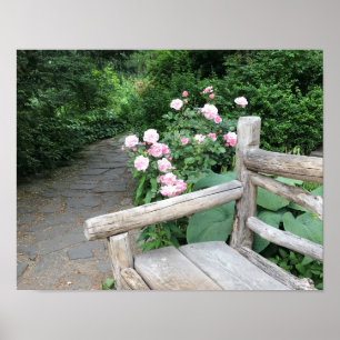 Poster New York Shakespeare Garden Central Park Bench NYC