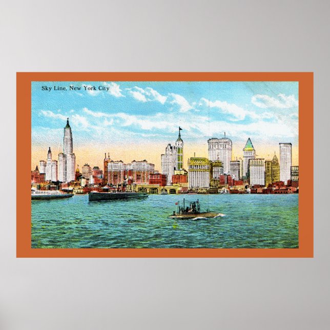 Poster New York Skyline Vintage (Frente)