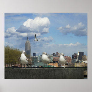 Póster New York Skyline with Seagulls