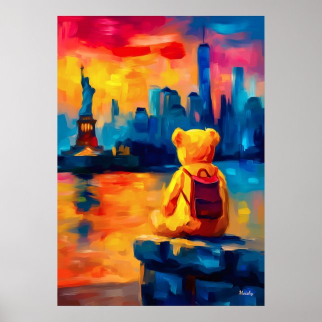 Poster New York Teddy Fauvist Liberty Sunset Print (Frente)