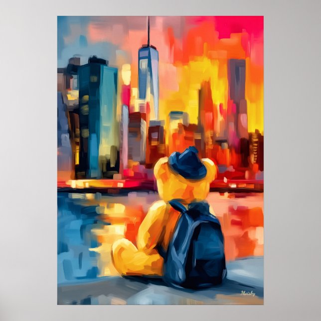 Poster New York Teddy Fauvist Manhattan Skyline Print (Frente)