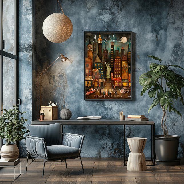 Póster New York: The City That Never Sleeps - Whimsical (Criador carregado)