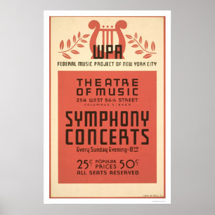 Poster New York Theater Music 1940 WPA