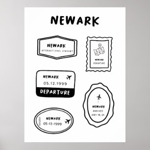 Poster Newark - Coleção de Carimbos de Viagem   Minimalis
