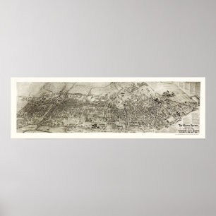 Póster Newark, mapa panorâmico de NJ - 1907