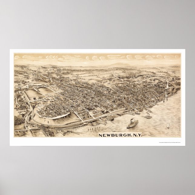 Póster Newburgh, Novo Mapa Panorâmico - 1900 (Frente)