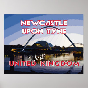 Poster Newcastle About Tyne, visite o Reino Unido...