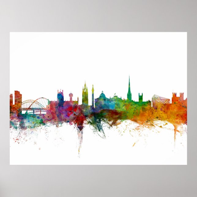 Poster Newcastle England Skyline (Frente)