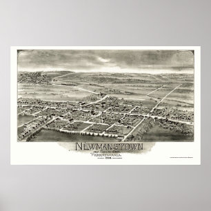 Poster Newmanstown & Sheridan, mapa panorâmico do PA -