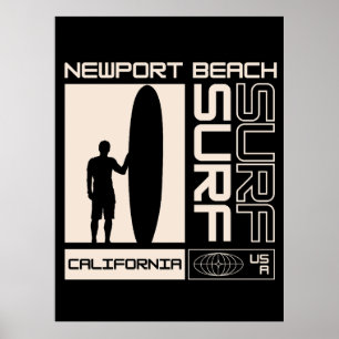 Poster Newport Beach California Surf EUA