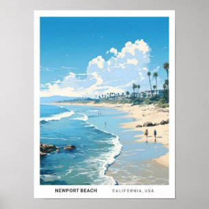 Poster Newport Beach California Viagens vintage EUA