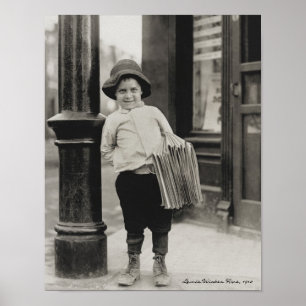 Poster Newsboy na Rua Louis, por Lewis Wickes Hine, 1910