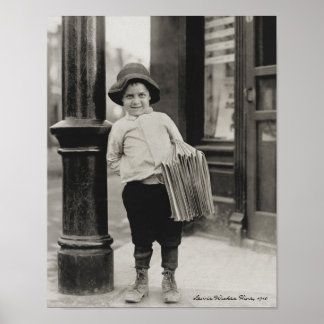 Poster Newsboy na Rua Louis, por Lewis Wickes Hine, 1910