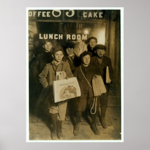 Poster Newsboys vendendo jornais em Nova Iorque de 1908