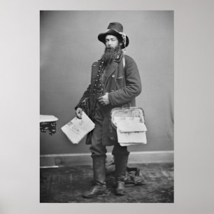 Póster Newspaperman da guerra civil, 1860s