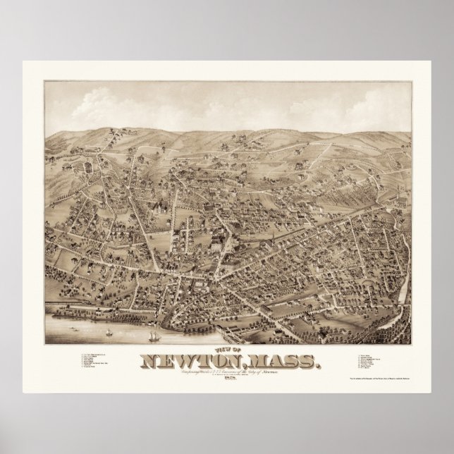 Póster Newton, Mapa Panorâmico MÃE - 1878 (Frente)