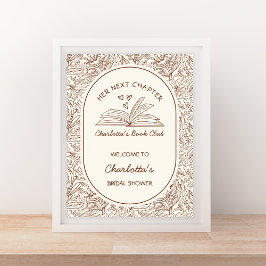 Poster Next Chapter Brown Book Bridal Shower Welcome