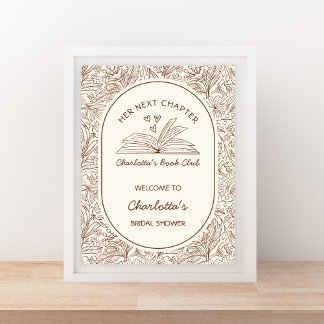 Poster Next Chapter Brown Book Bridal Shower Welcome