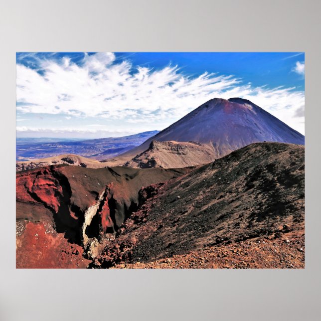 Poster Ngauruhoe e a Cratera Vermelha (Frente)